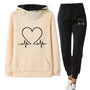 Damen Jogginganzug | 2-teilig | Herzprint | Kapuze | Locker sitzend | Warm-Gelb-S-Luzern Mode
