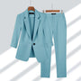 Damen Blazer Hose Set Business Anzug Büro Mode-Blau-S-Luzern Mode