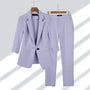 Damen Blazer Hose Set Business Anzug Büro Mode-Lila-S-Luzern Mode