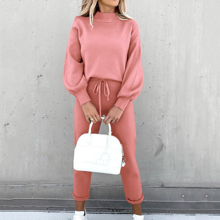 Damen Jogginganzug | 2-teilig | Locker sitzend | Lange Ärmel | Einfarbig-Rosa-S-Luzern Mode