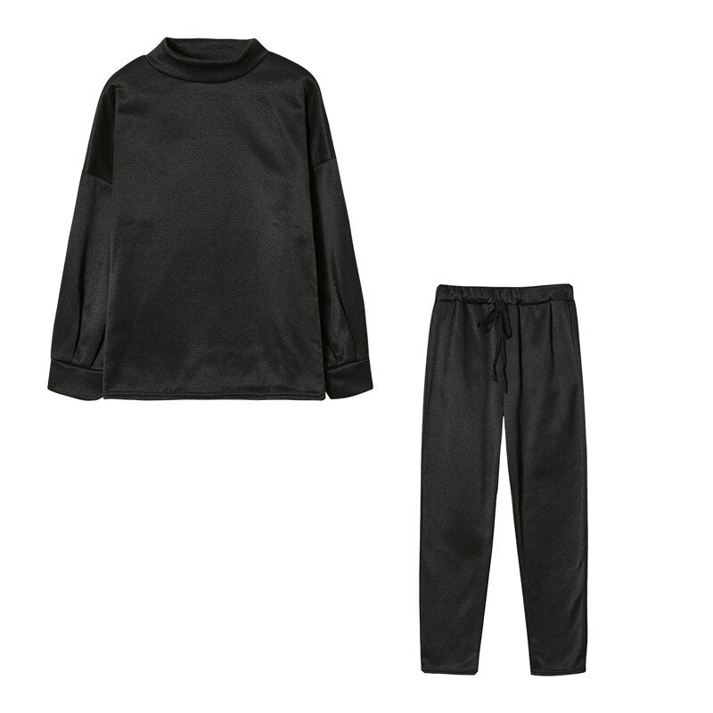 Damen Jogginganzug | 2-teilig | Locker sitzend | Lange Ärmel | Einfarbig-Luzern Mode