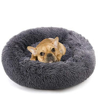 Rundes Hundekissen | Beruhigend | Weich | Ergonomisch | Waschbarer Bezug-Antrazit-S (Ø 50 cm)-Luzern Mode