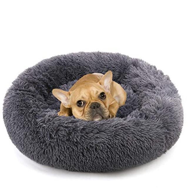 Rundes Hundekissen | Beruhigend | Weich | Ergonomisch | Waschbarer Bezug-Antrazit-S (Ø 50 cm)-Luzern Mode