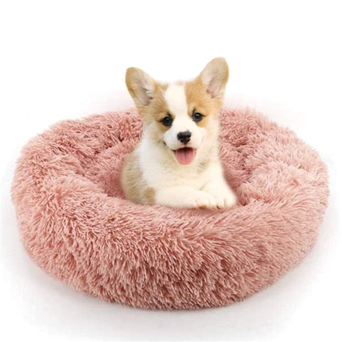 Rundes Hundekissen | Beruhigend | Weich | Ergonomisch | Waschbarer Bezug-Rosa-S (Ø 50 cm)-Luzern Mode