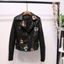 Damen Kunstlederjacke | Vegan | Kurz | Frontreißverschluss | Bestickt-Schwarz-S-Luzern Mode