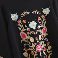Damen Pullover mit Blumenstickerei - Modischer Strickpullover-Luzern Mode