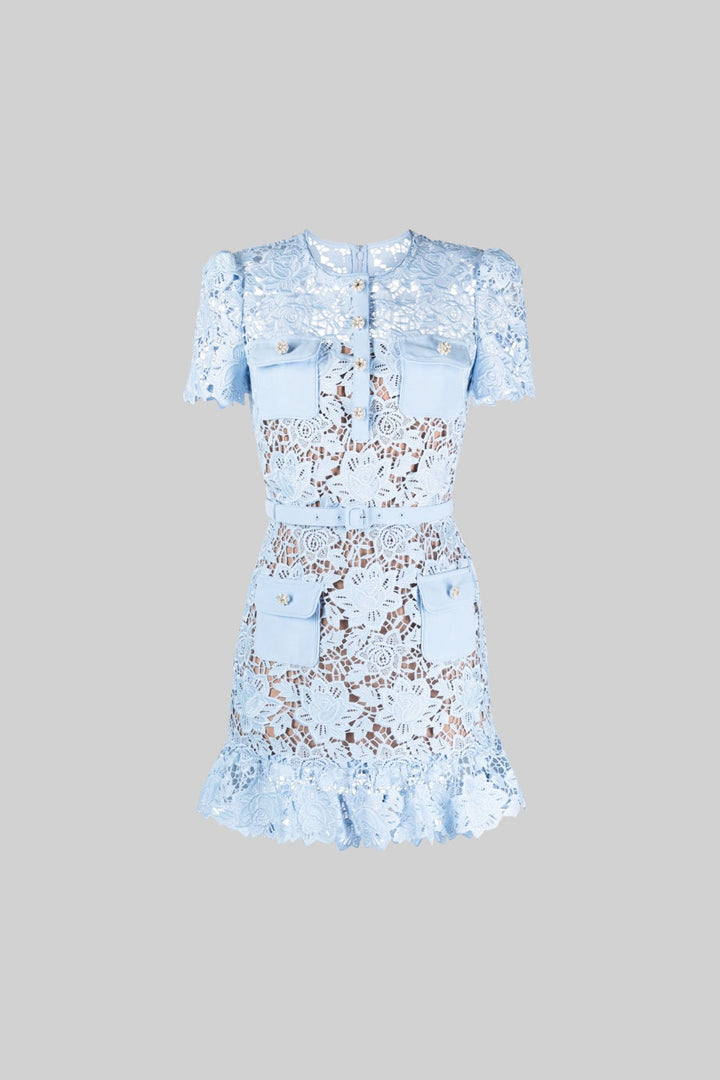 Besticktes Sommerkleid Damen | Minikleid tailliert | Florales Design leicht-Luzern Mode