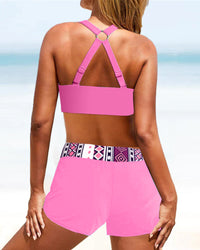 Bikini | Hoher Taille | Geometrischem Muster | Schnelltrocknend-Luzern Mode