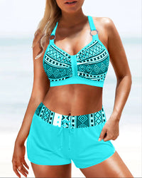 Bikini | Hoher Taille | Geometrischem Muster | Schnelltrocknend-Luzern Mode