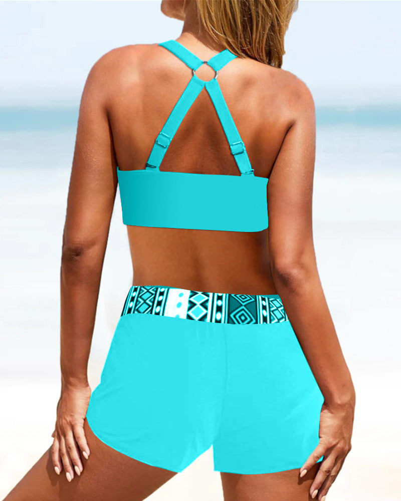Bikini | Hoher Taille | Geometrischem Muster | Schnelltrocknend-Luzern Mode