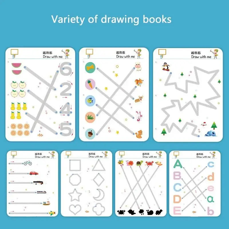 Kinder-Nachziehbuch | Lehrreich Schreiben Buchstaben Zahlen Formen-Luzern Mode