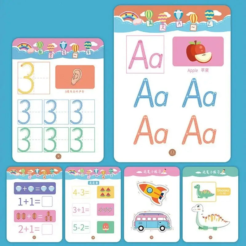 Kinder-Nachziehbuch | Lehrreich Schreiben Buchstaben Zahlen Formen-Luzern Mode