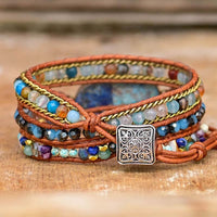 Edelstein-Wickelarmband | Türkis Boho Handgefertigt Hamsa Stilvoll-Luzern Mode