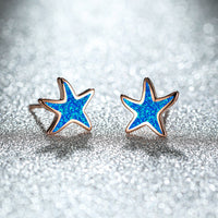 Ohrringe für Damen | Stecker | Opal | Seestern | Stilvoll | Klassisch-Blauer Opal-Roségold-Luzern Mode