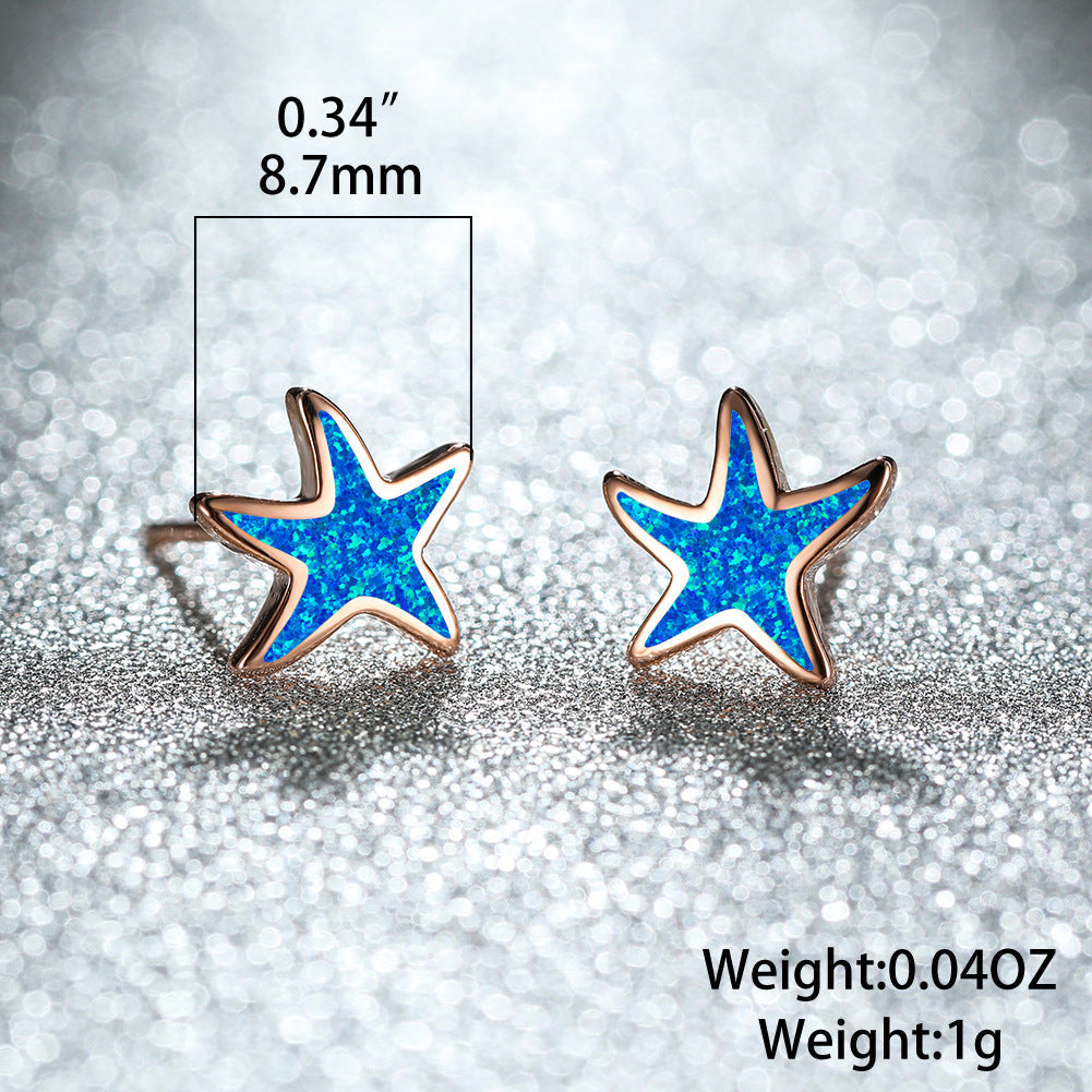Ohrringe für Damen | Stecker | Opal | Seestern | Stilvoll | Klassisch-Luzern Mode