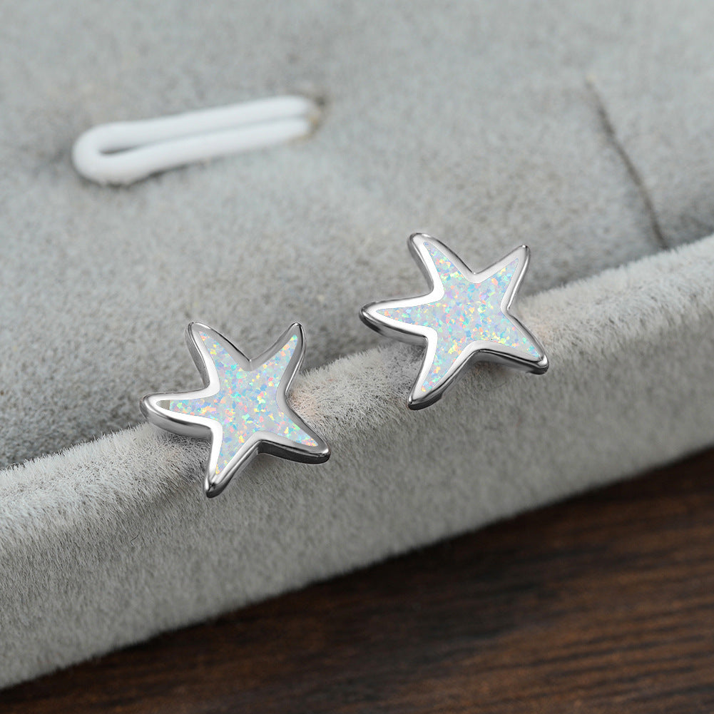 Ohrringe für Damen | Stecker | Opal | Seestern | Stilvoll | Klassisch-Luzern Mode