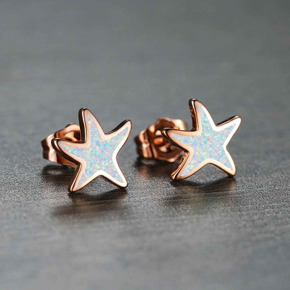 Ohrringe für Damen | Stecker | Opal | Seestern | Stilvoll | Klassisch-Luzern Mode
