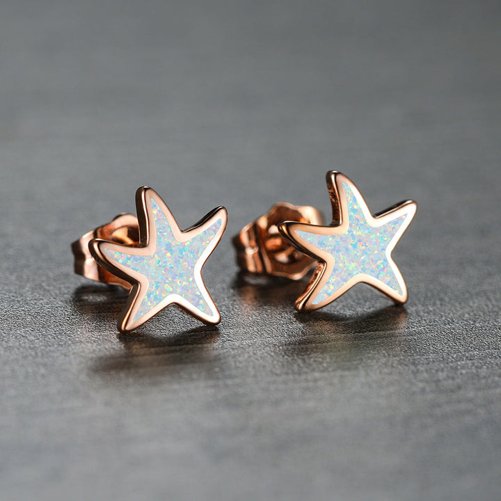 Ohrringe für Damen | Stecker | Opal | Seestern | Stilvoll | Klassisch-Luzern Mode