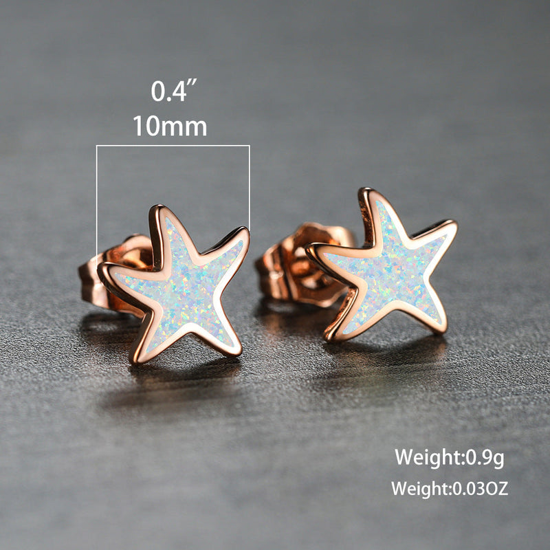 Ohrringe für Damen | Stecker | Opal | Seestern | Stilvoll | Klassisch-Luzern Mode