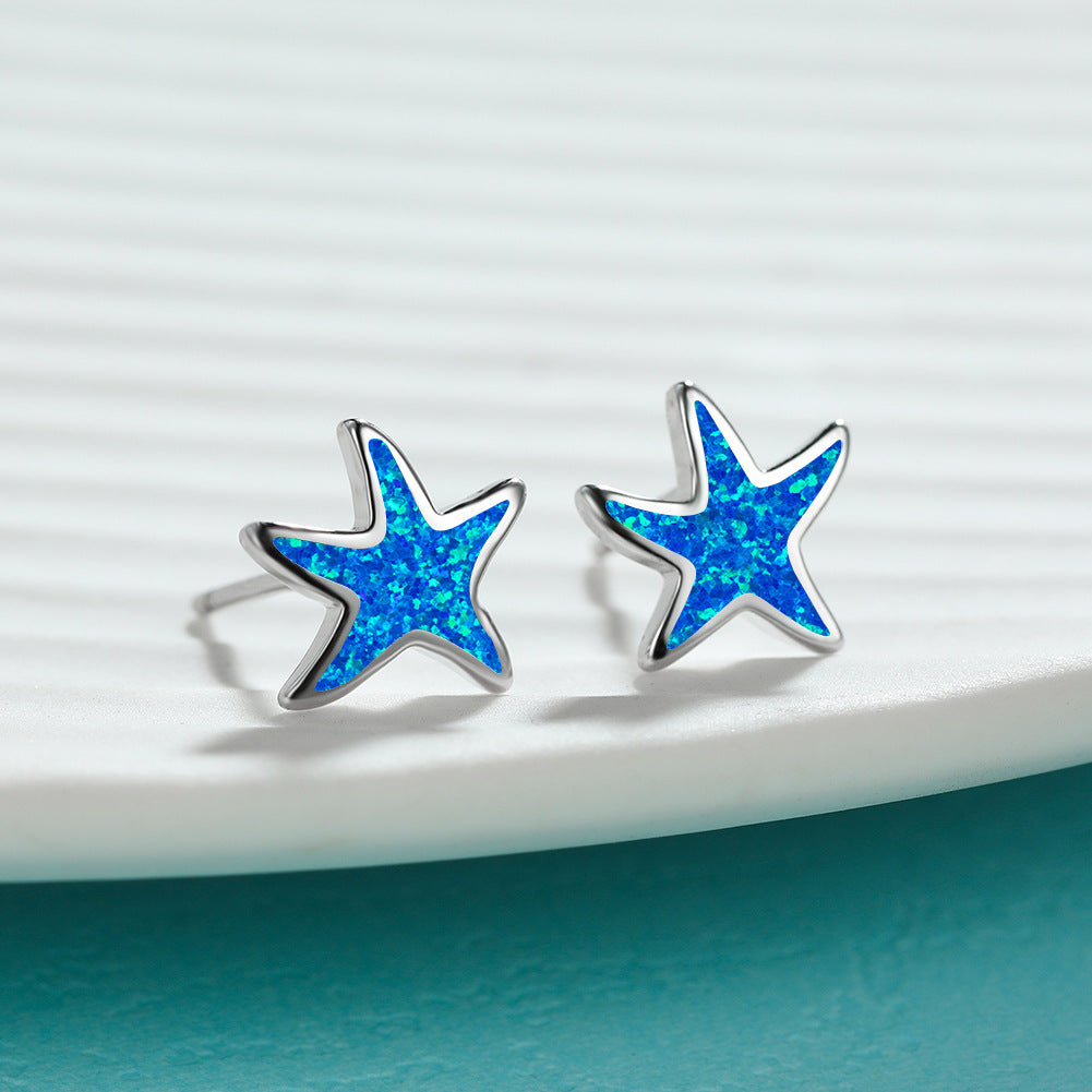 Ohrringe für Damen | Stecker | Opal | Seestern | Stilvoll | Klassisch-Luzern Mode