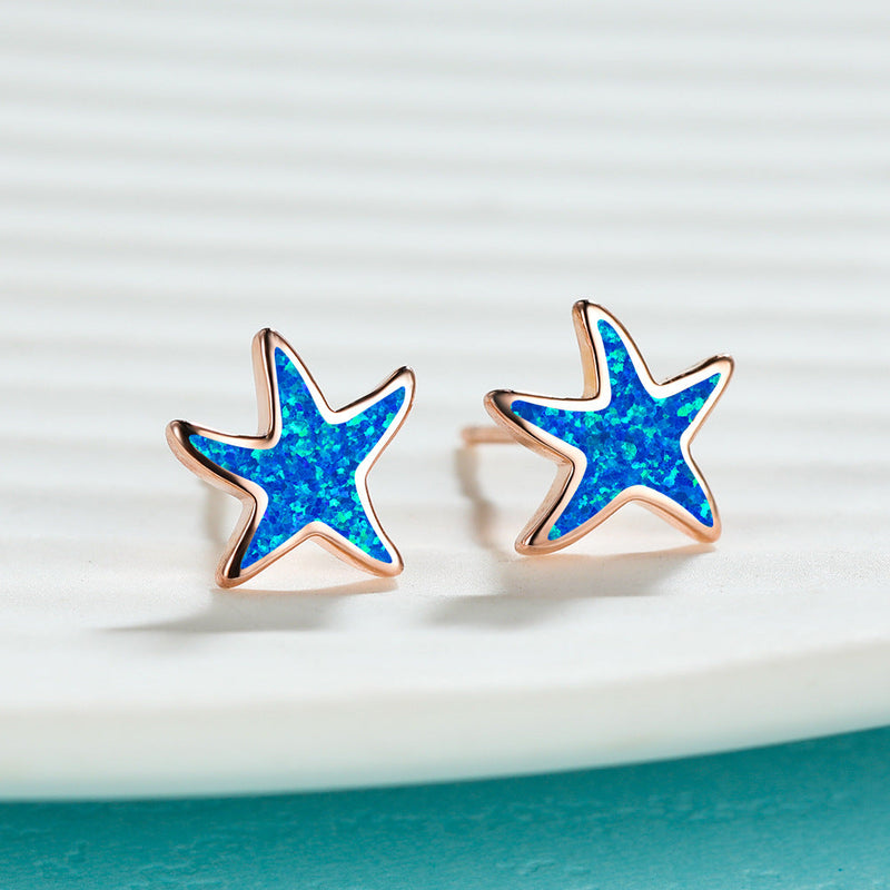 Ohrringe für Damen | Stecker | Opal | Seestern | Stilvoll | Klassisch-Luzern Mode