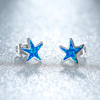 Ohrringe für Damen | Stecker | Opal | Seestern | Stilvoll | Klassisch-Blauer Opal-Silber-Luzern Mode