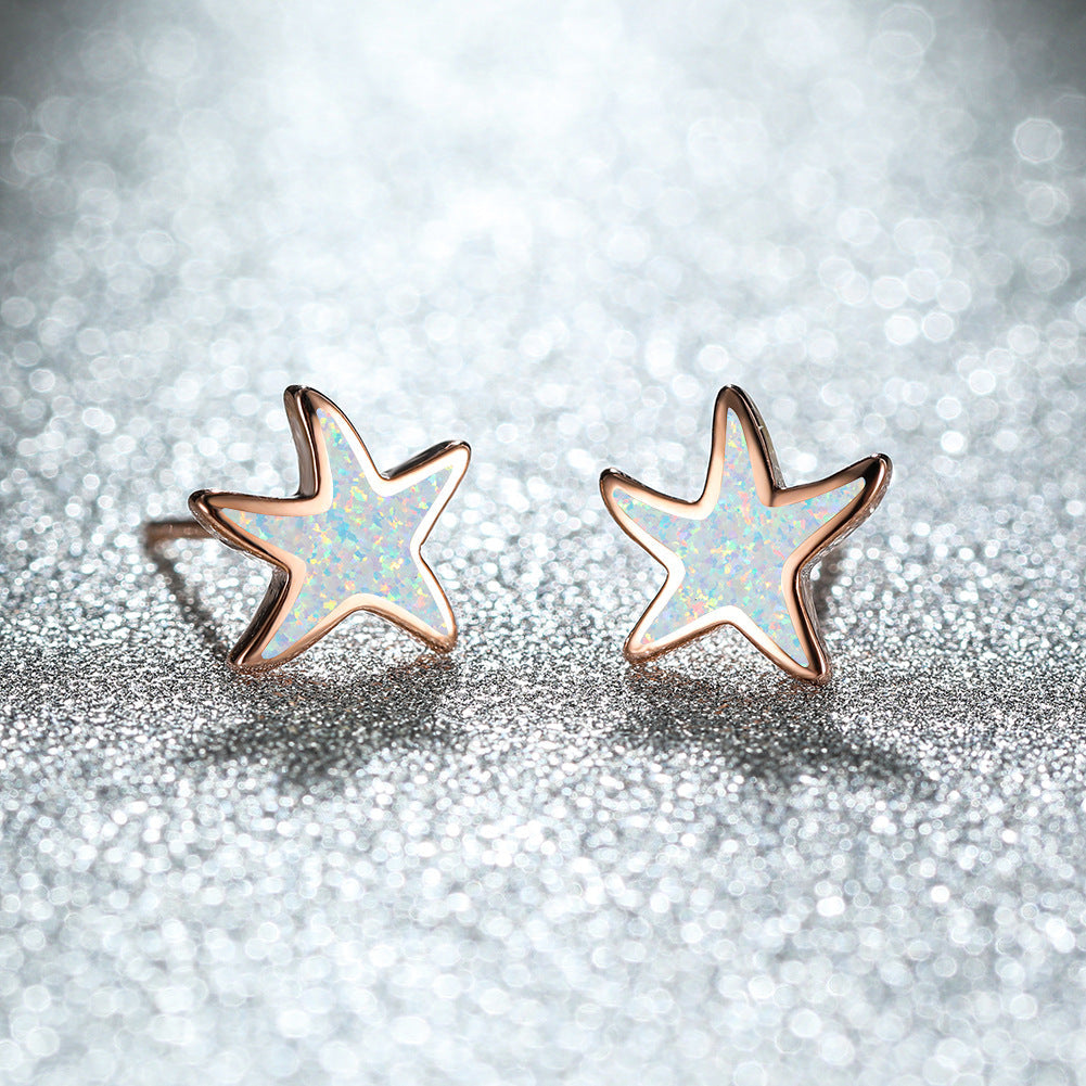 Ohrringe für Damen | Stecker | Opal | Seestern | Stilvoll | Klassisch-Opal-Roségold-Luzern Mode