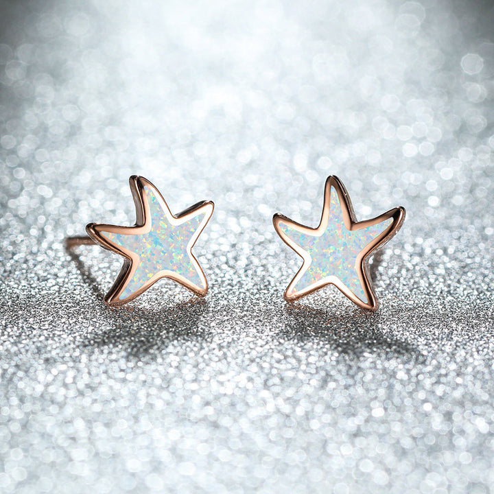 Ohrringe für Damen | Stecker | Opal | Seestern | Stilvoll | Klassisch-Opal-Roségold-Luzern Mode