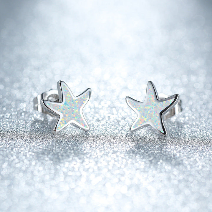 Ohrringe für Damen | Stecker | Opal | Seestern | Stilvoll | Klassisch-Opal-Silber-Luzern Mode