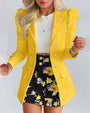 Taillierter Blazer | figurbetonter Rock | weiches Material | vielseitig kombinierbar-Gelb-S-Luzern Mode