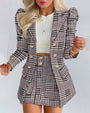 Taillierter Blazer | figurbetonter Rock | weiches Material | vielseitig kombinierbar-Schwarz/Karo-S-Luzern Mode