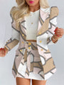 Taillierter Blazer | figurbetonter Rock | weiches Material | vielseitig kombinierbar-Weiß/Ketten-S-Luzern Mode