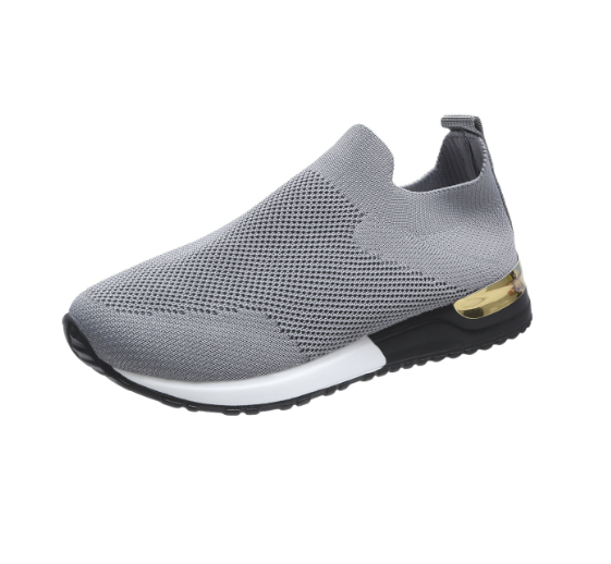 Damen Sneaker Strick Slip-On Bequem Laufschuh Mode-Grau-35-Luzern Mode