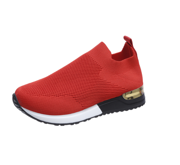 Damen Sneaker Strick Slip-On Bequem Laufschuh Mode-Rot-35-Luzern Mode