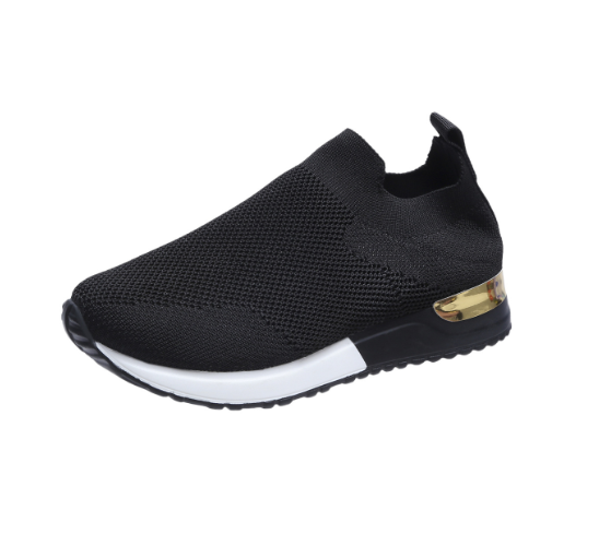 Damen Sneaker Strick Slip-On Bequem Laufschuh Mode-Schwarz-35-Luzern Mode