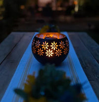 Kerzenlampe | Duftdiffuser | Keramik | Schwarz | Blumenmuster-Luzern Mode