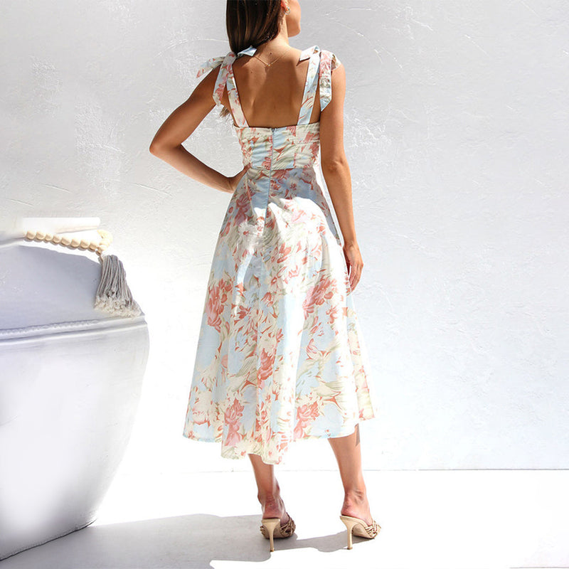 Blumen Midi-Kleid aus leichtem Stoff – Alina