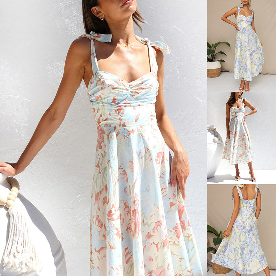 Blumen Midi-Kleid aus leichtem Stoff – Alina