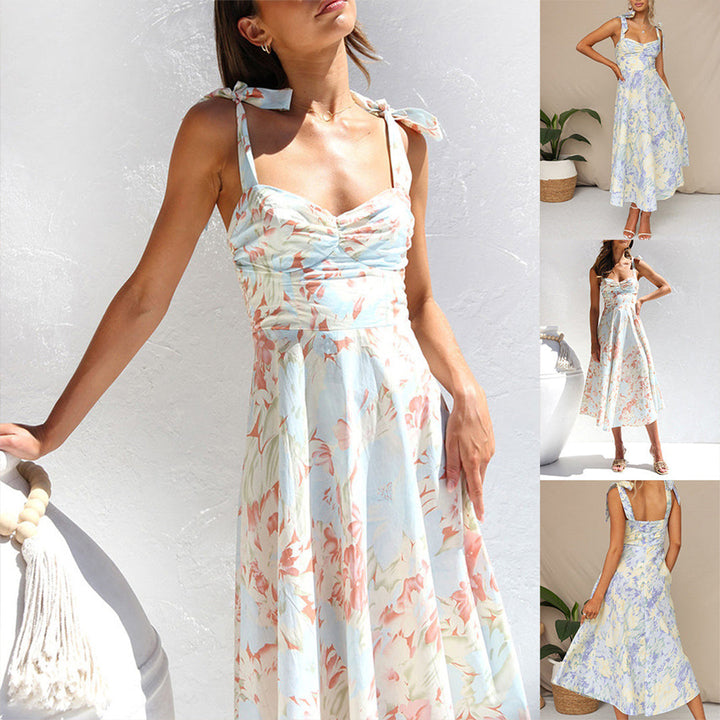 Blumen Midi-Kleid aus leichtem Stoff – Alina