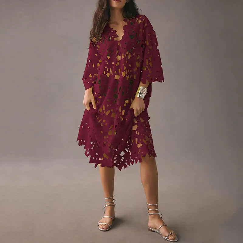 Blumen Midi Kleid mit Ösenband – Maelis