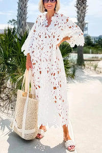 Blumen Midi Kleid mit Ösenband – Maelis