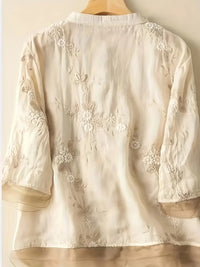 Leinenbluse Damen mit Stickerei - Elegante Sommermode-Luzern Mode