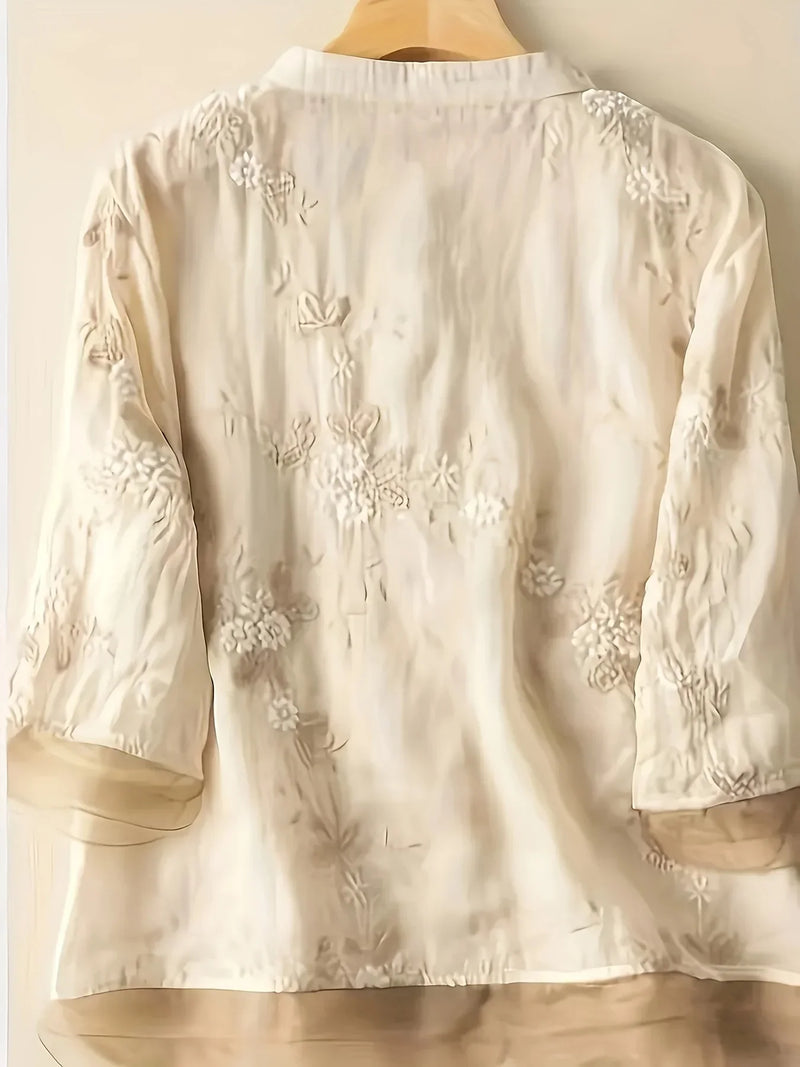 Leinenbluse Damen mit Stickerei - Elegante Sommermode-Luzern Mode