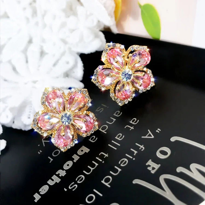 Blumen-Ohrringe | Stilvoll Glänzend Zirkonia Hypoallergen Langlebig-Luzern Mode