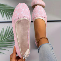 Damen Ballerinas mit Spitze - Bequeme Sommerschuhe kaufen-36-Rosa-Luzern Mode