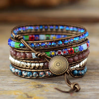 Handgemachtes Boho Wickelarmband mit Blumenmuster Perlen-Luzern Mode