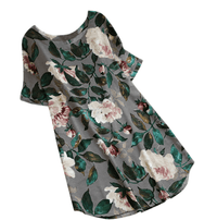 Sommerkleid Damen | Blumenmuster | Kurzarm | Freizeit | luftiger Schnitt-Luzern Mode