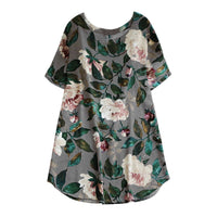 Sommerkleid Damen | Blumenmuster | Kurzarm | Freizeit | luftiger Schnitt-Luzern Mode