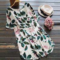 Sommerkleid Damen | Blumenmuster | Kurzarm | Freizeit | luftiger Schnitt-Weiß-S-Luzern Mode