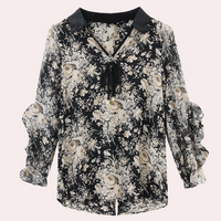 Elegante Damenbluse mit Blumendruck und V-Ausschnitt-XS-Luzern Mode